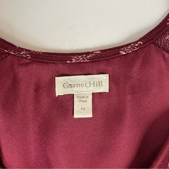 Garnet Hill Maroon Midi Dress with Cream Accents - Picture 12 of 15